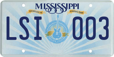 MS license plate LSI003