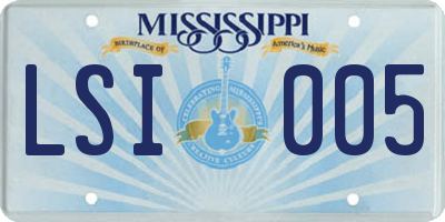 MS license plate LSI005