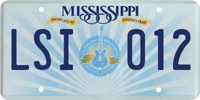 MS license plate LSI012