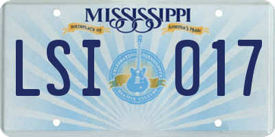 MS license plate LSI017