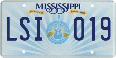 MS license plate LSI019