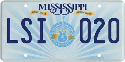 MS license plate LSI020