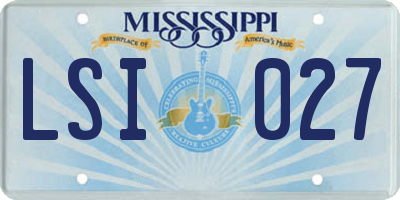 MS license plate LSI027