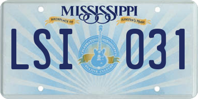 MS license plate LSI031