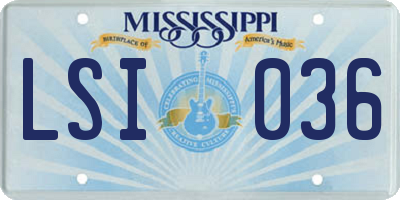 MS license plate LSI036