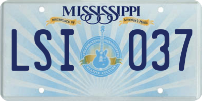 MS license plate LSI037