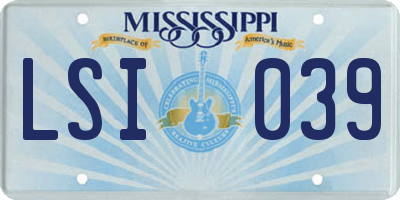MS license plate LSI039