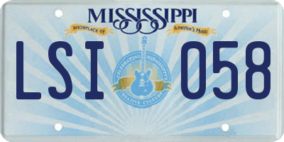 MS license plate LSI058