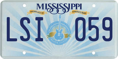 MS license plate LSI059