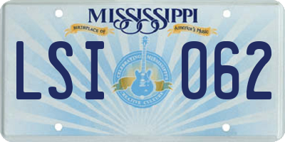 MS license plate LSI062