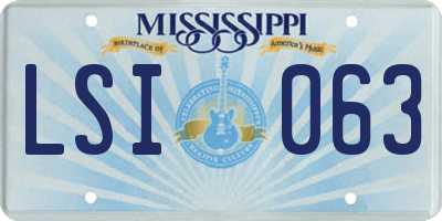 MS license plate LSI063