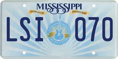 MS license plate LSI070