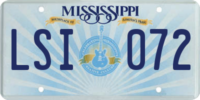 MS license plate LSI072