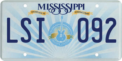 MS license plate LSI092