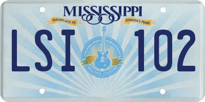 MS license plate LSI102