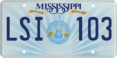 MS license plate LSI103