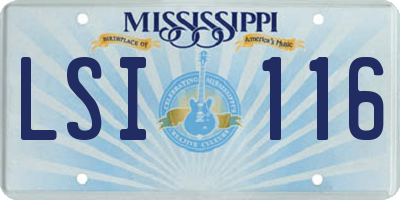 MS license plate LSI116