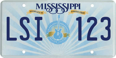 MS license plate LSI123