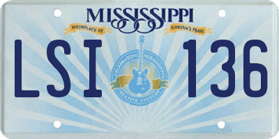 MS license plate LSI136