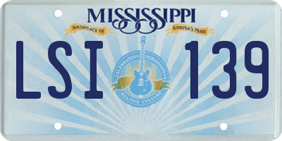 MS license plate LSI139