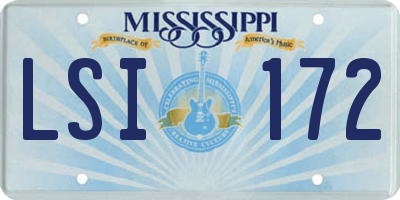 MS license plate LSI172