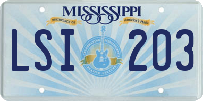 MS license plate LSI203
