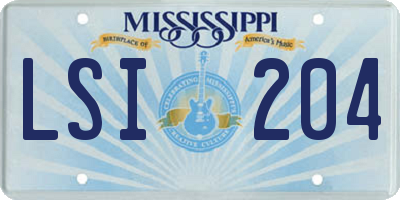 MS license plate LSI204