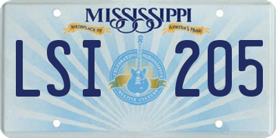 MS license plate LSI205
