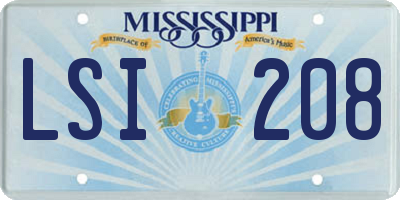 MS license plate LSI208