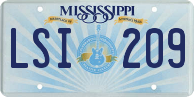MS license plate LSI209