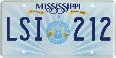 MS license plate LSI212