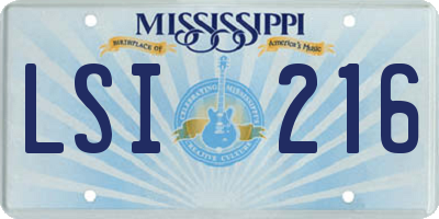 MS license plate LSI216