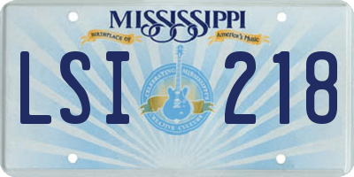 MS license plate LSI218