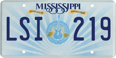 MS license plate LSI219