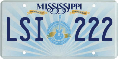 MS license plate LSI222