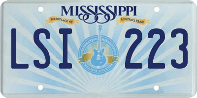 MS license plate LSI223