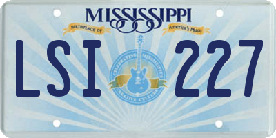 MS license plate LSI227