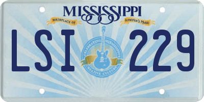 MS license plate LSI229
