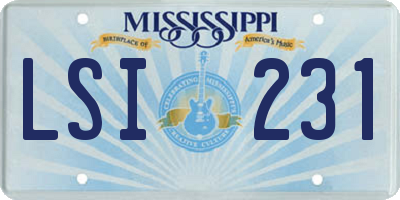 MS license plate LSI231