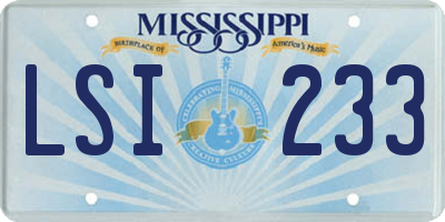 MS license plate LSI233