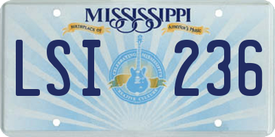 MS license plate LSI236
