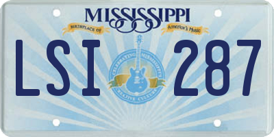 MS license plate LSI287