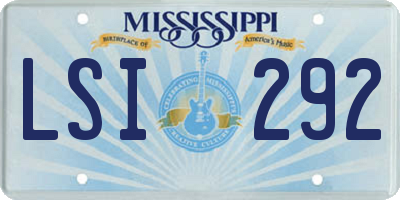 MS license plate LSI292
