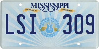 MS license plate LSI309
