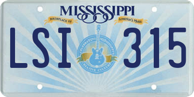 MS license plate LSI315