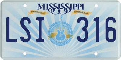 MS license plate LSI316