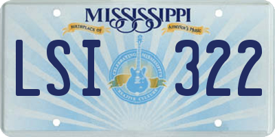 MS license plate LSI322