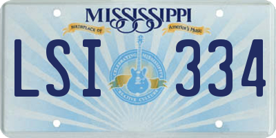 MS license plate LSI334