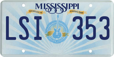 MS license plate LSI353