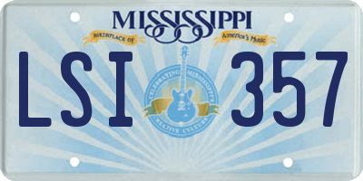 MS license plate LSI357